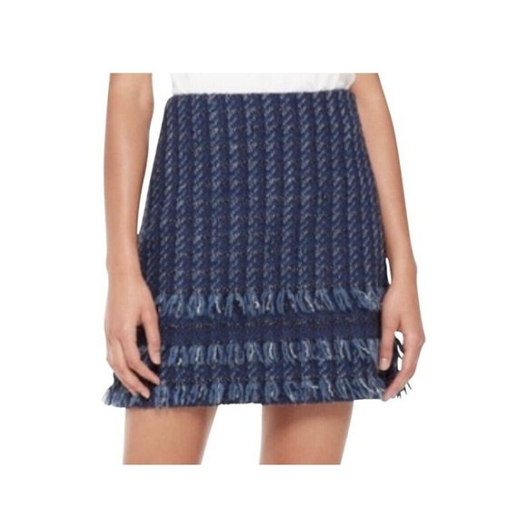 Kate Spade Madison Ave Skirt Joell Tweed Wool Blend Indigo Skirt Multi SZ 4 NEW! - Picture 1 of 8